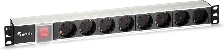 Actual product image equip Power strip 1U 8gang Schuko with switch 1.8m cable aluminum version (8 x, CEE 7/4, 2 m)
