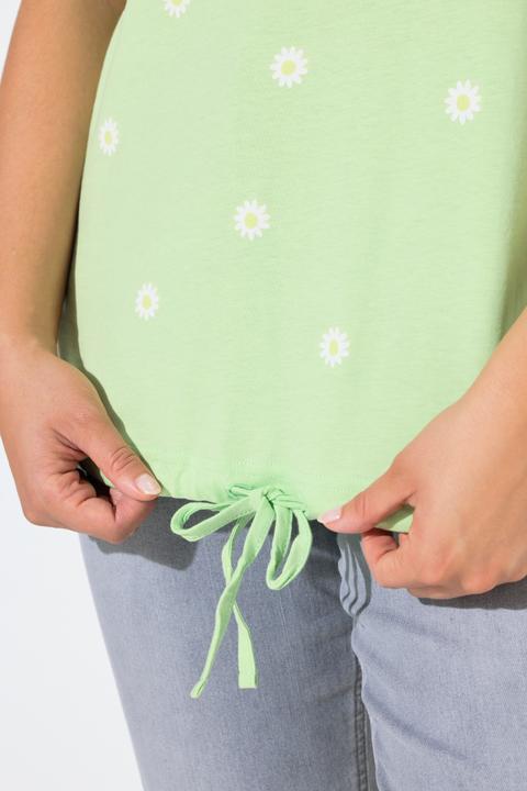 Actual product image Ulla Popken Daisy Print Short Sleeve Drawstring Tee (46, 48)