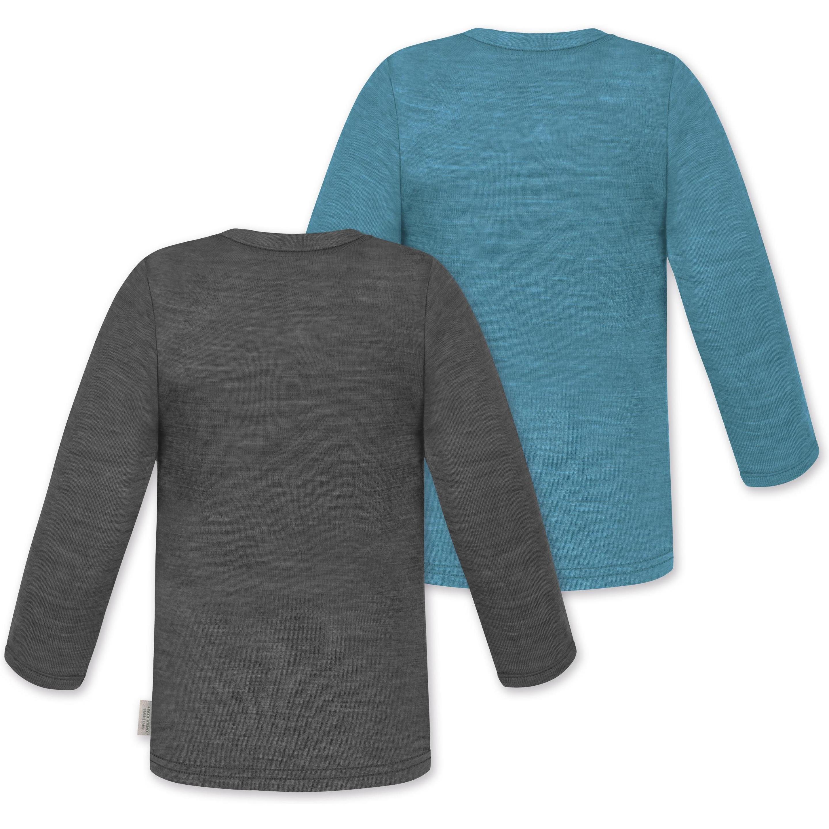 Thumbnail - Normani, Herren, Body, 2er Pack Baby Merino Longsleeve „Taupo" - 9473, Blau, (80)
