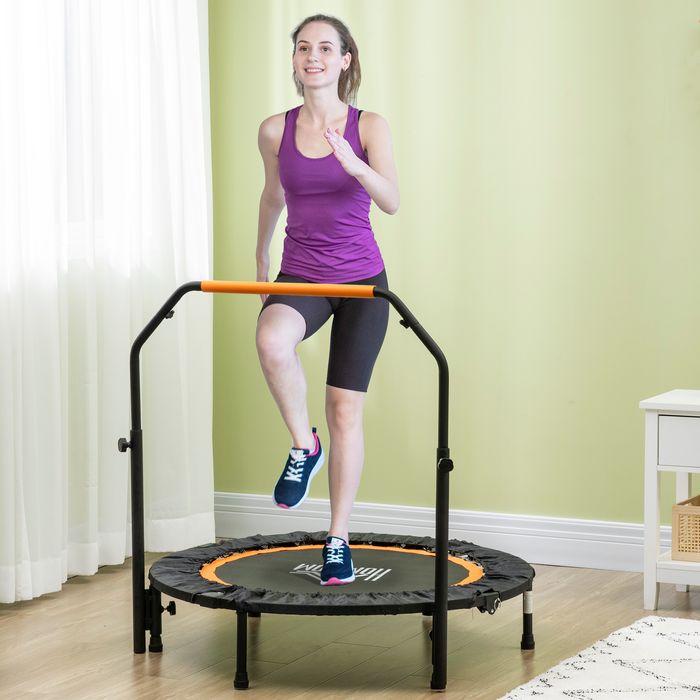 Immagine prodotto Swisshandel24 102 cm Fitness-Trampolin, Faltbares Mini-Trampolin mit Haltegriff, Schwarz (102 cm)