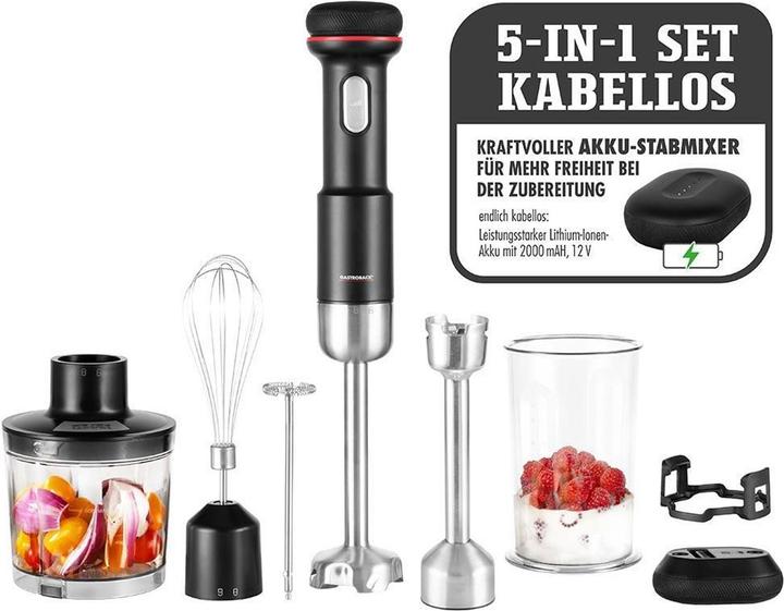Gastroback 40982 Kabelloser Design Stabmixer Set 5-in-1