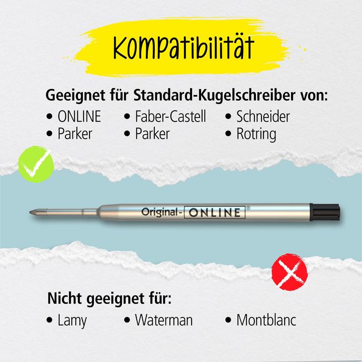 Produktbild Online Kugelschreiberminen M schwarz, 6 St. (Füllertinte, Schwarz, 0.60 mm)