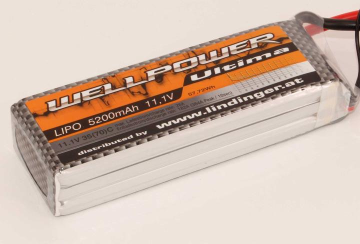 Image du produit Wellpower batterie lipo ultima 5200 mah / 11,1 volt 3s 35/70c ch5/8 xt-90 (11.10 V, 5200 mAh)