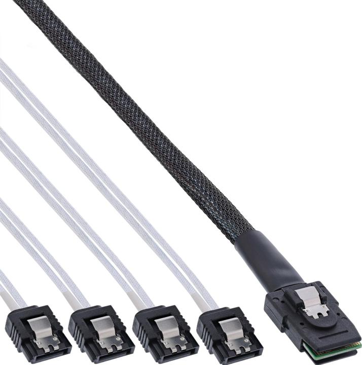 Actual product image InLine SAS cable (OCR), 1x Mini-SAS to 4x SATA