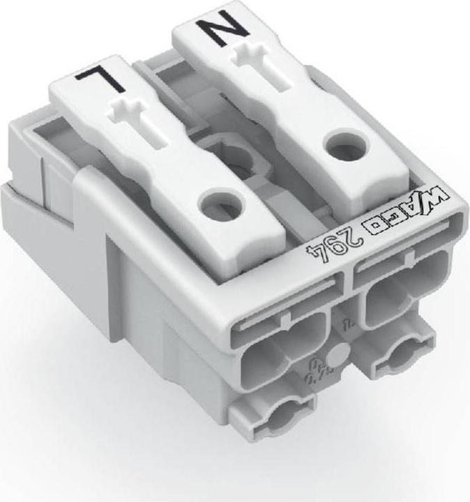 Immagine prodotto Wago 294-5052 Morsetto di collegamento alla rete senza contatto PE con piedini di chiusura 1-N a 2 poli