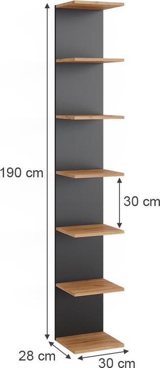 Immagine prodotto Vicco Mensola a muro Paolo, Antracite/oro power oak, 30 x 190 cm