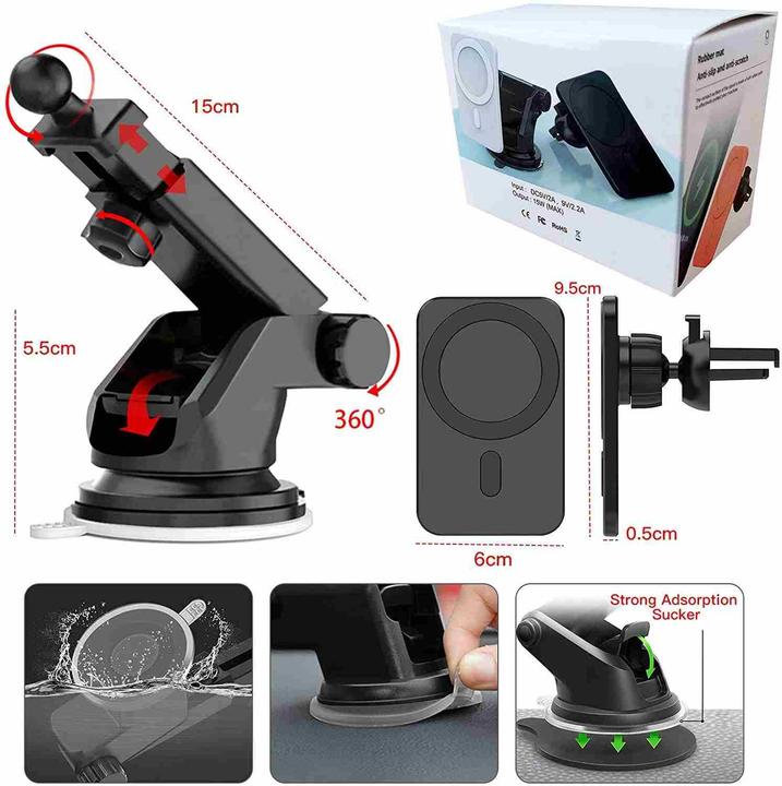 Actual product image 1st Cool Wireless QI charger 15 W, magnetic, for car, MagSafe-compatible, black (15 W)