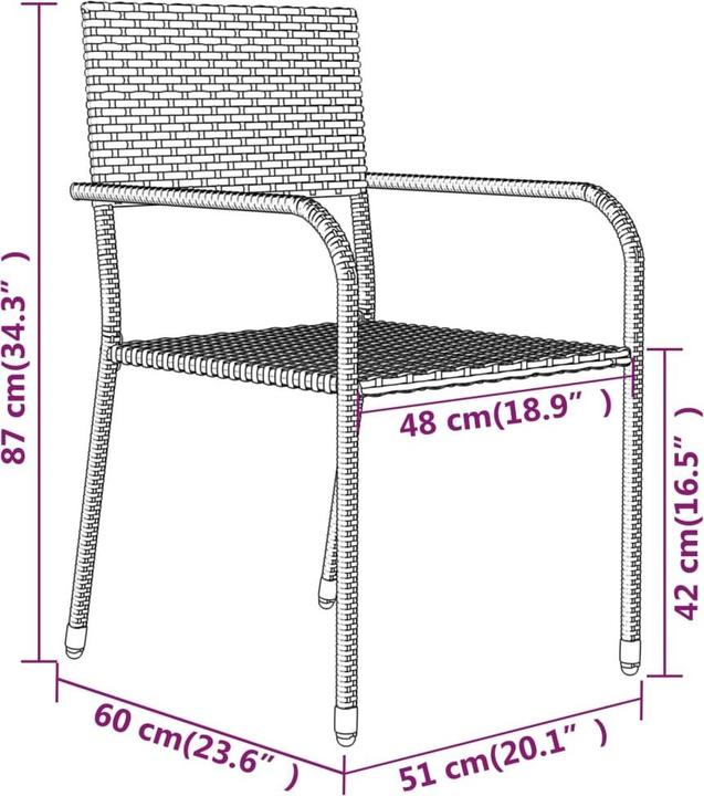 Produktbild vidaXL Garten Essgruppe (80 x 80 x 74 cm)