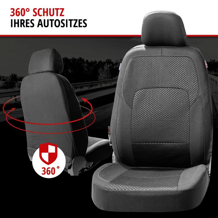 Produktbild Walser Autositzbezug ZIPP-IT Premium Logan, PKW-Schonbezüge Komplettset mit Reiverschluss-System schwarz/s