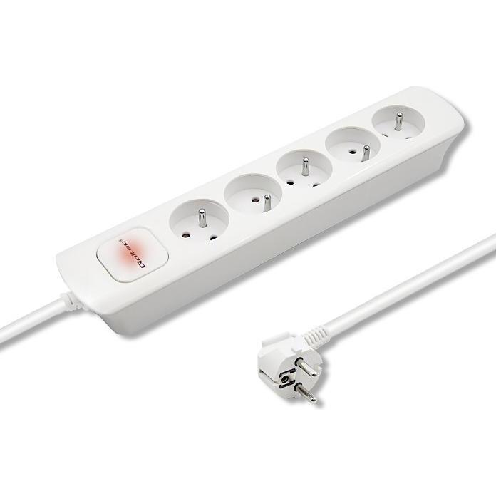 Qoltec, Steckdosenleiste, 50276 power extension 5 AC outlet(s) Indoor White (5 x, CEE 7/4, 1.80 m)