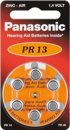 Actual product image Panasonic Hearing aid batteries PR13 (6 pcs., PR48, 310 mAh)