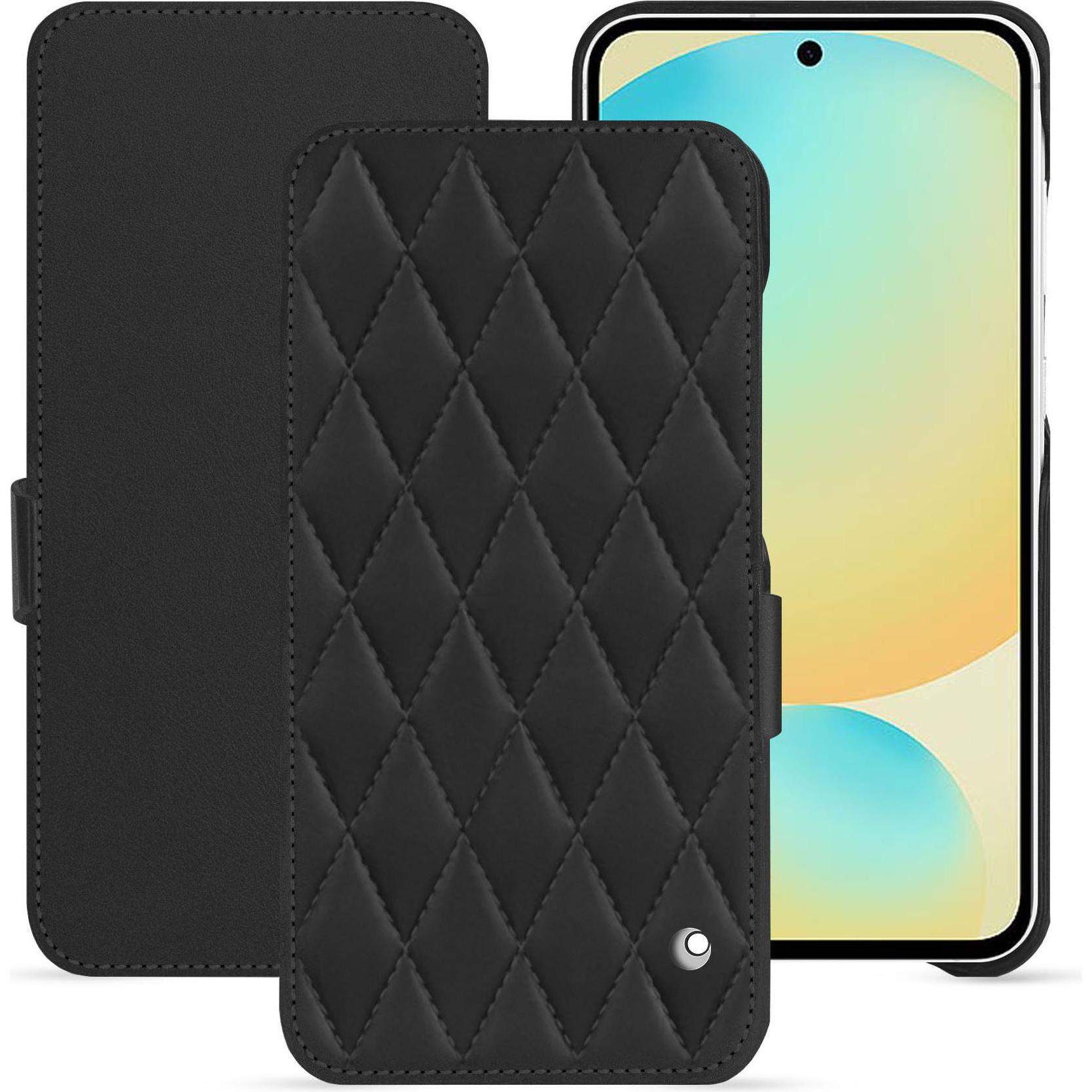 Noreve Lederschutzhülle horizontal (Samsung Galaxy S24 FE), Smartphone Hülle, Schwarz