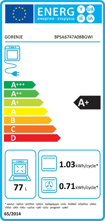 Energy Label Gorenje Oven BPSA6747A08BGWI