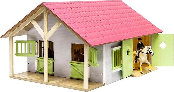 Productafbeelding Kids Globe Farming Paardenstal Roze met 2 boxen en opbergruimte