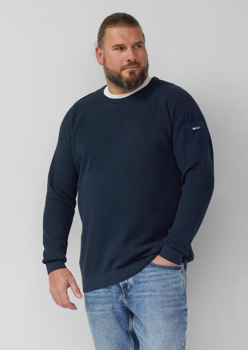 Produktbild s.Oliver Strickpullover Strukturierter Raglanpullover aus Baumwolle mit Ärmeltasche (4XL)