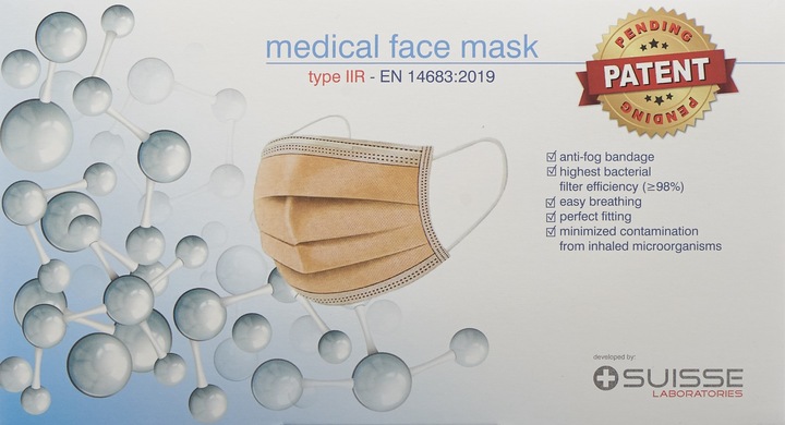 Actual product image Suisse Laboratories Anti-fog Medizin Maske Typ IIR (Type IIR, 50 x)