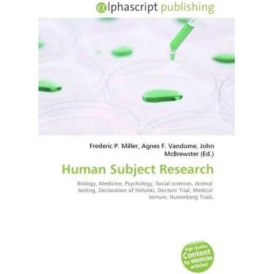 Thumbnail - Human Subject Research, Fachbücher von Agnes F. Vandome, Frederic P. Miller, John McBrewster