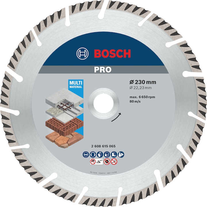 Bosch Professional Zubehör Disco diamantato PRO Multi Material, 230 x 22,23 mm