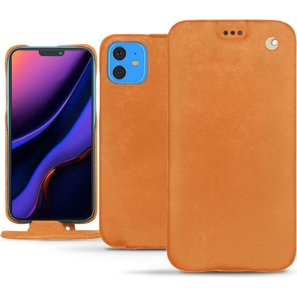 Noreve Lederschutzhülle vertikal (Apple iPhone 11), Smartphone Hülle, Orange