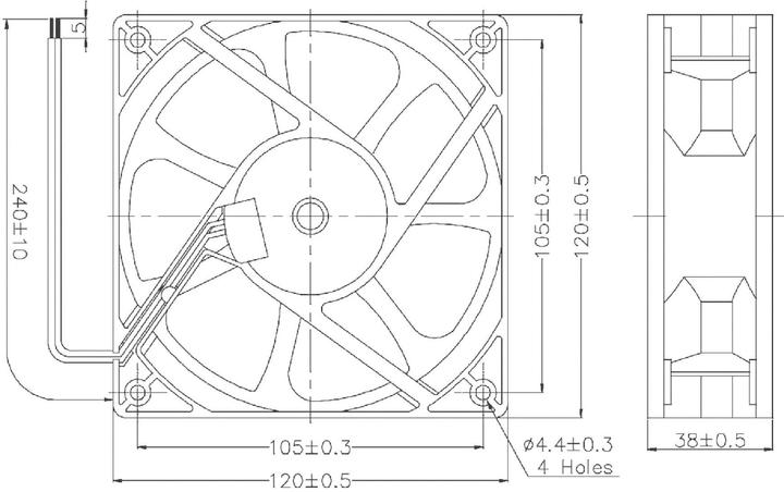 Image du produit Tru Components Ventilateur axial 12 V/DC 193 m³/h ( (120 mm, 1 x)
