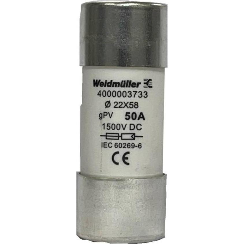 Weidmüller, Sicherung, 4000003733 FUSE WSFL 22X58 50A 1K5V GPV Feinsicherung Inhalt 10 St. (Feinsicherung, 50 A)
