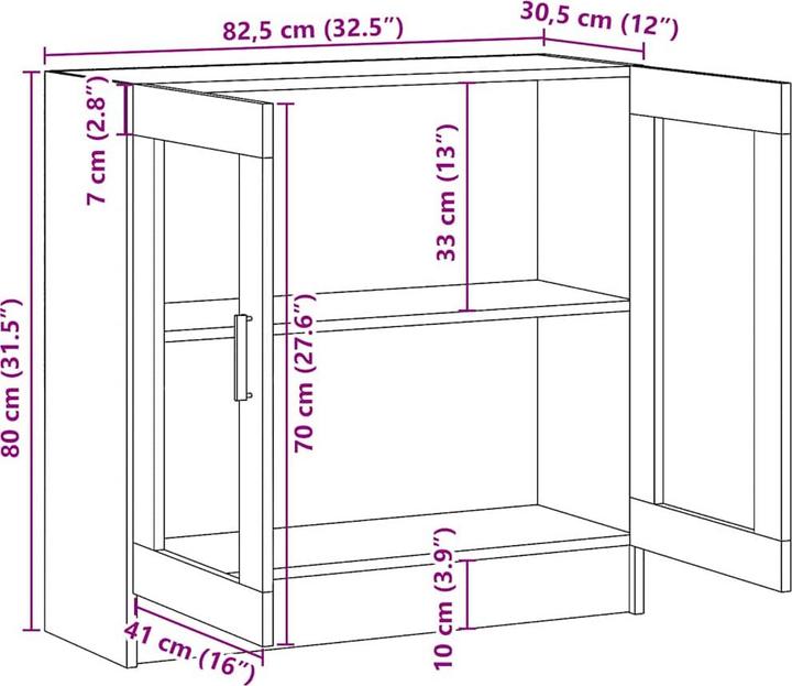 Produktbild vidaXL Vitrinenschrank (82.50 x 30.50 x 80 cm)