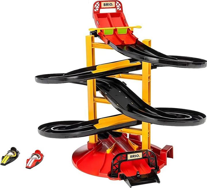 Immagine prodotto Brio Torre della pista con due auto da corsa