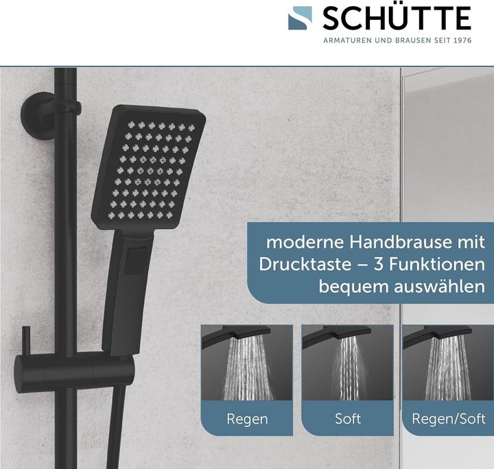 Image du produit Schütte Douche à effet pluie salle de bain MALLORCA Ensemble de douche suspendu noir mat système de douche