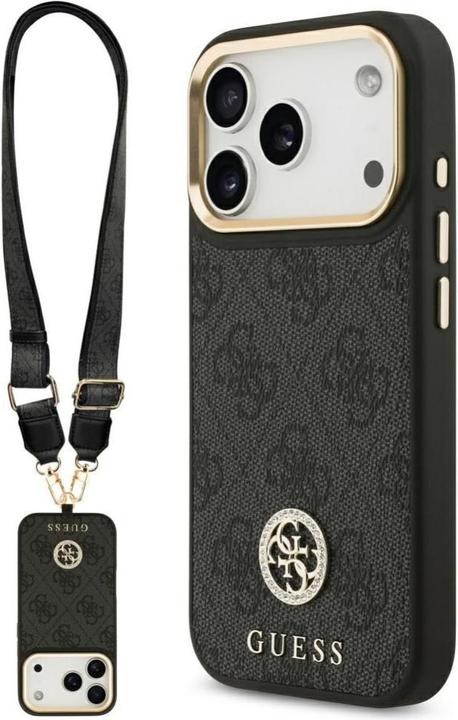 Productafbeelding Guess 4G Strass Logo & Big Strap Metal Buttons MagSafe case for iPhone 17 Pro black (Apple iPhone 17 Pro)