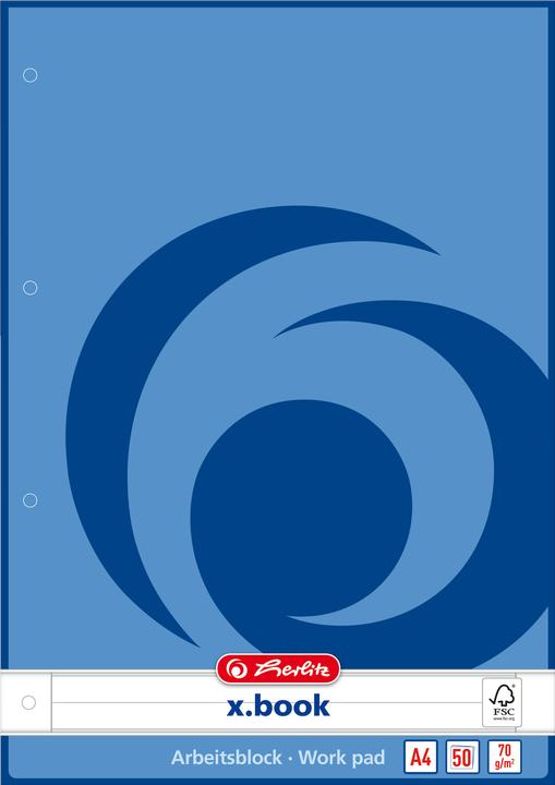 Produktbild Herlitz Arbeitsblock x.book DIN A4, 50 Blatt, liniert (A4, Liniert, Kein Einband)
