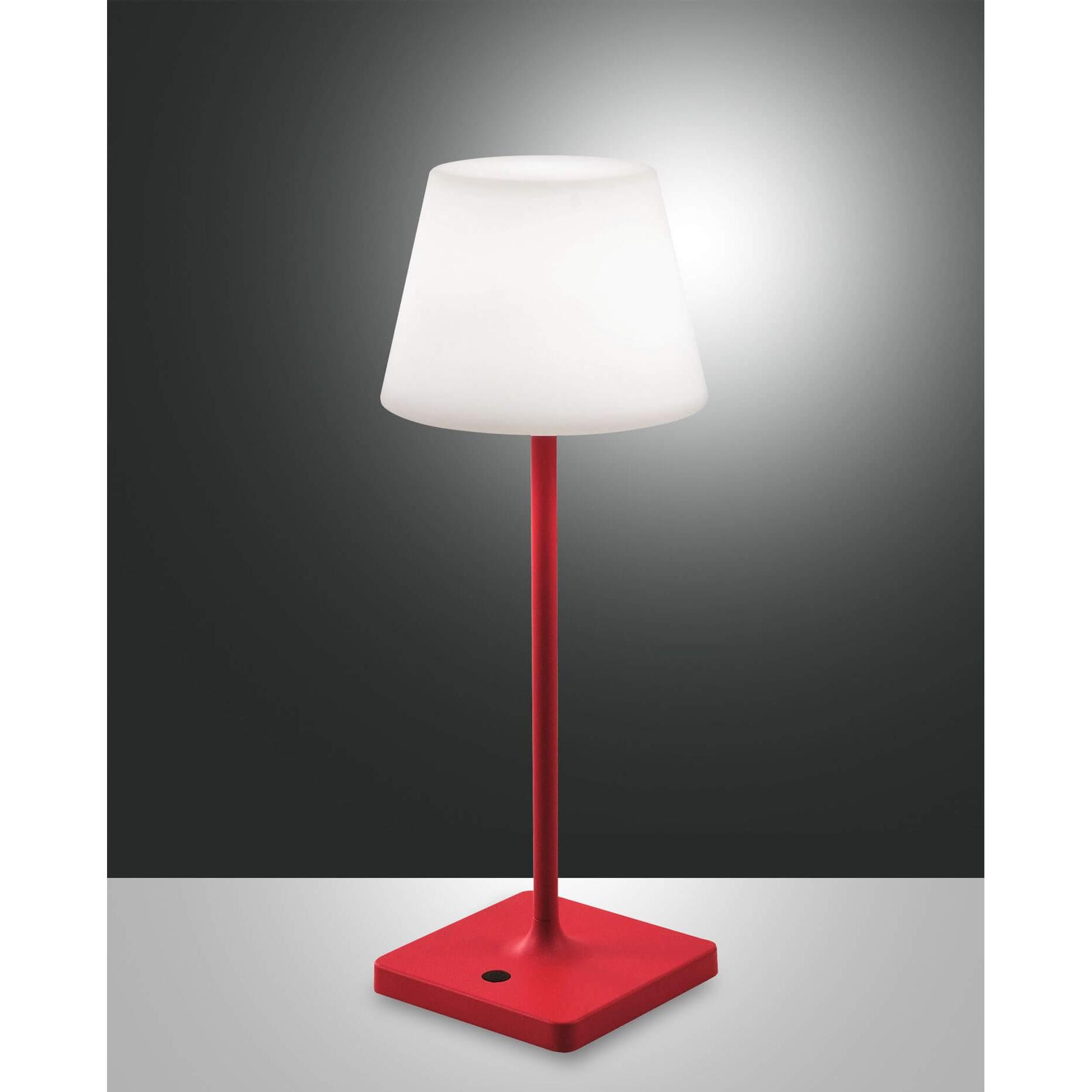 Fabas Luce, Tischlampe, LED Aussen-Akku Tischleuchte Adam Ø150mm 2,5W Warmweiss IP44 Rot dimmbar Akku (200 lm)