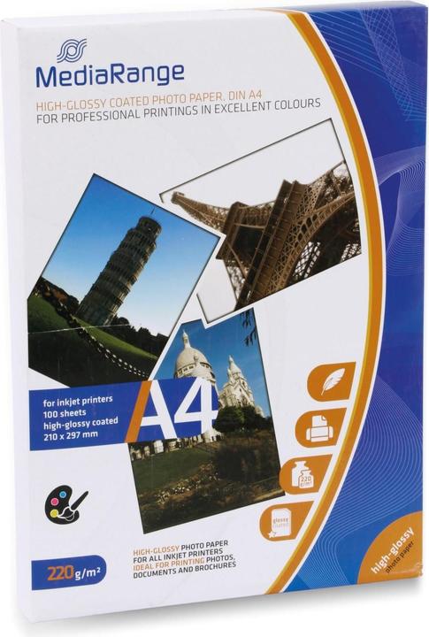 Produktbild MediaRange Hochglänzend (220 g/m², A4, 100 x)