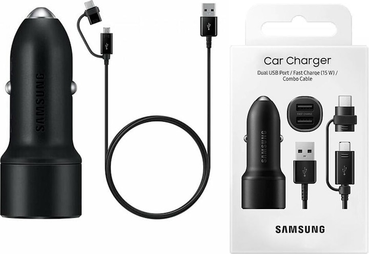 Immagine prodotto Samsung Caricatore rapido per auto doppio 2x 15W incl. cavo dati 2 in 1