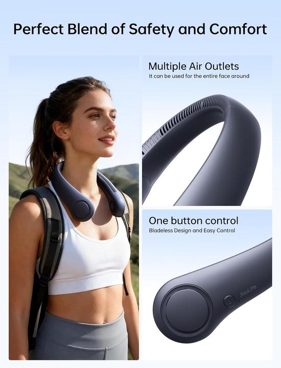 Actual product image Jisulife Portable neck fan with 5 speeds (25 dB)