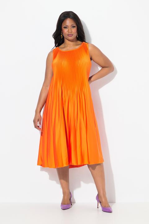 Produktbild Ulla Popken Plissee-Midikleid, A-Linie, Rundhals, ärmellos (46, 48)