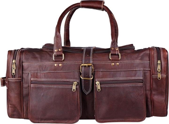 Produktbild Only-Bags.Store Herren Echtleder Overnight Weekender Travel Duffel Bag, Vintage Brown Large Duffel Bag, Echtleder