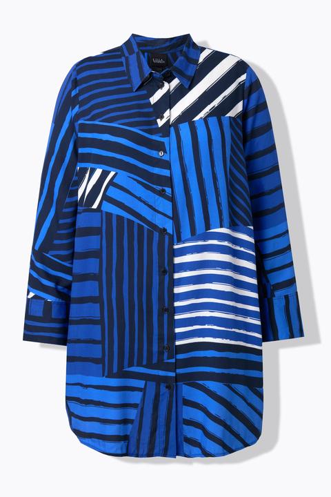 Immagine prodotto Ulla Popken Camicia dal taglio svasato con righe, collo da camicia e maniche lunghe (56)