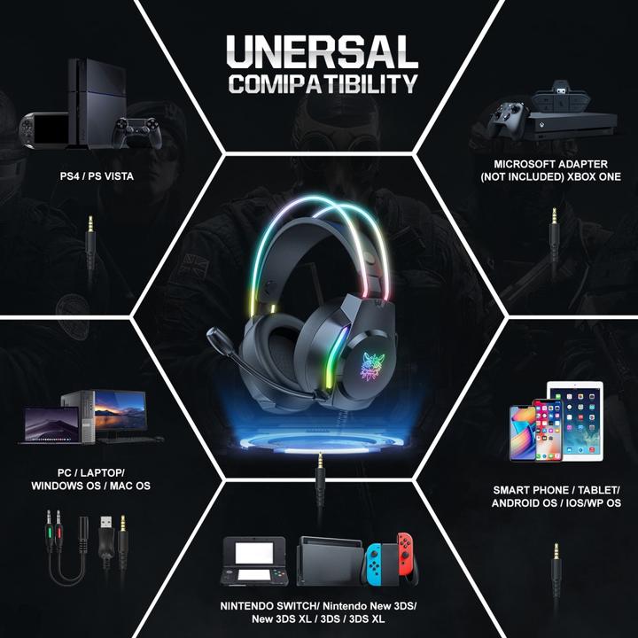 Actual product image Onikuma X26 Gaming Headphones (Wired) Black (Cable)