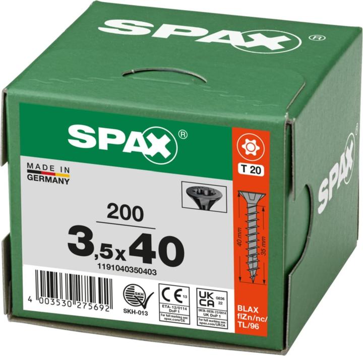 Immagine prodotto Spax Svasato Multitesta T-Star Plus T20 Completamente Filettato Nero Zincato (200 Viti per pezzo)
