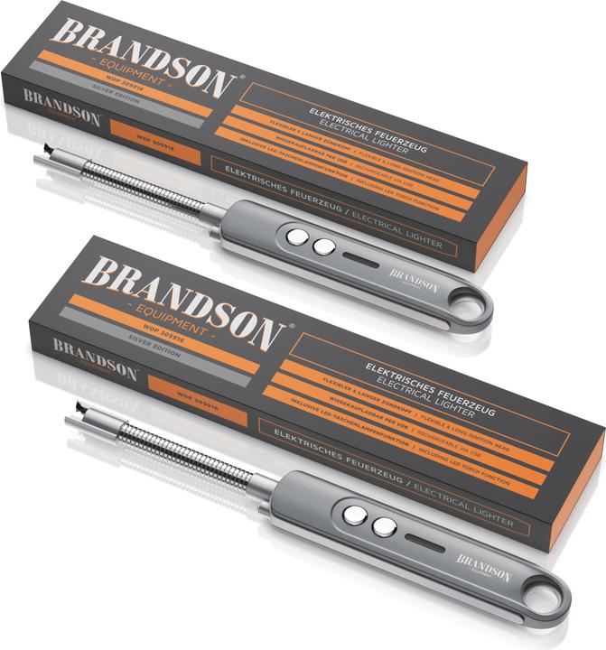 Immagine prodotto Brandson 2x Stabfeuerzeug, Lichtbogen Feuerzeug elektrisch, Kerzenanzünder, USB aufladbar, für Kerze, Gasherd