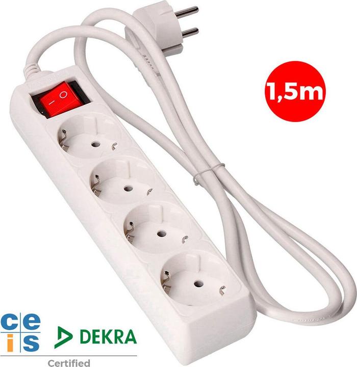 Produktbild EDM Steckdosenleiste mit 4 Steckdosen mit Schalter 41010 Schuko (1,5 m) (4 x, CEE 7/3, 1.50 m)