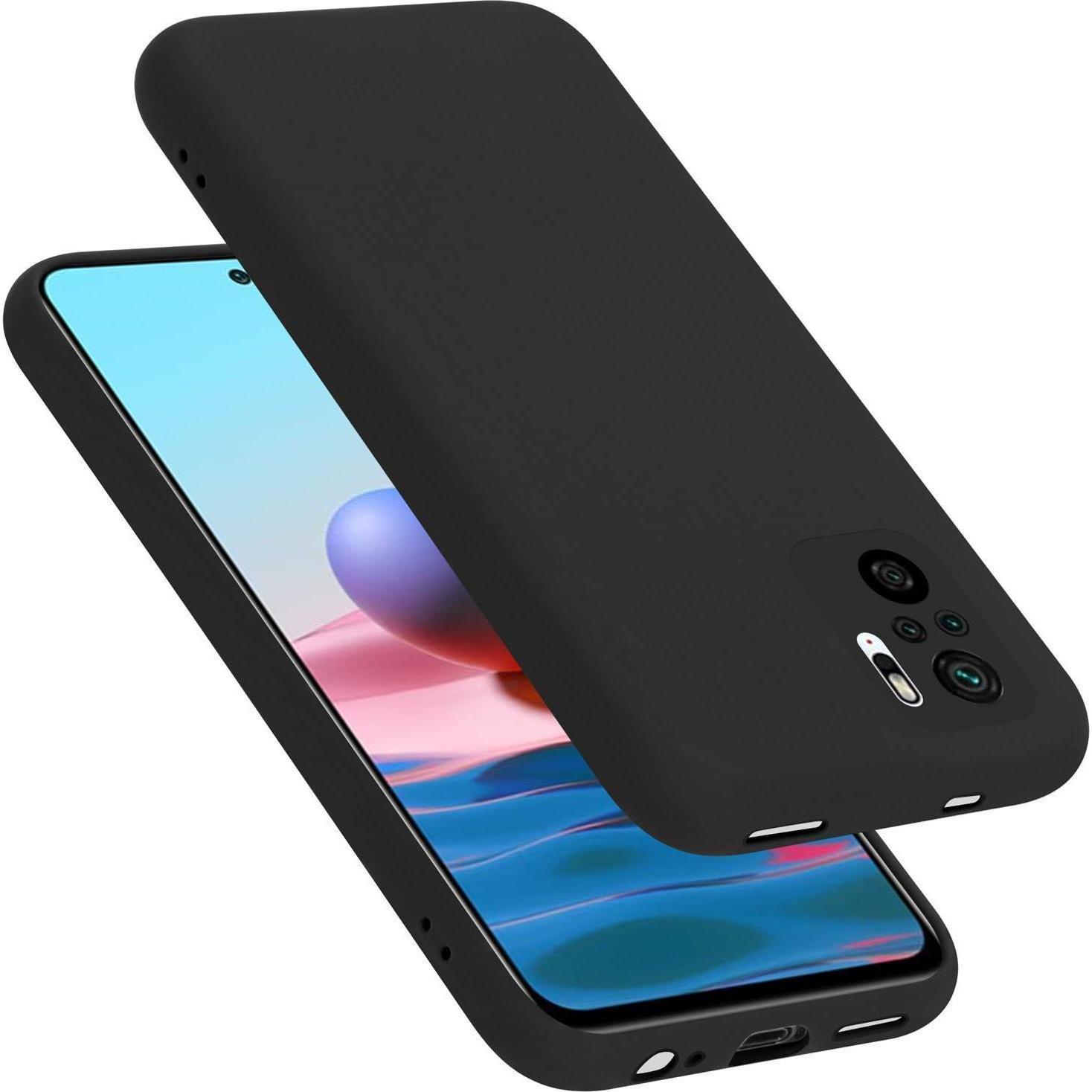 Cadorabo TPU Liquid Silicone Case Cover (Xiaomi Redmi Note 10S, Xiaomi Mi Note 10), Smartphone Hülle, Schwarz