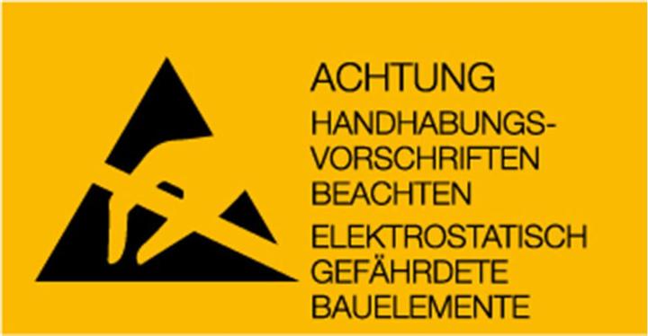 Actual product image Wolfgang Warmbier Warning label, ESD, German