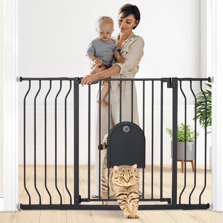 Produktbild Comomy Türschutzgitter mit Katzenklappe (75 - 123 cm)