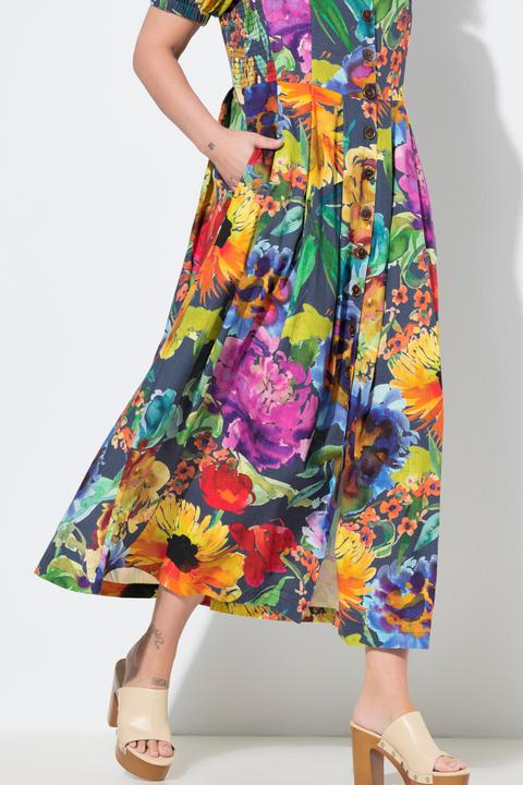 Actual product image Ulla Popken Button Down Short Sleeve Maxi Dress (56)