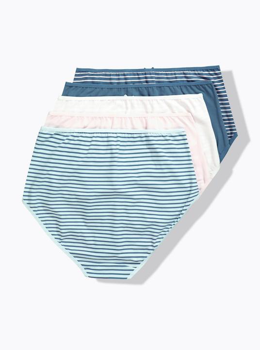 Produktbild Ulla Popken Maxislips, 5er-Pack, Ringel / einfarbig, High Waist (46, 48, 5er Pack)