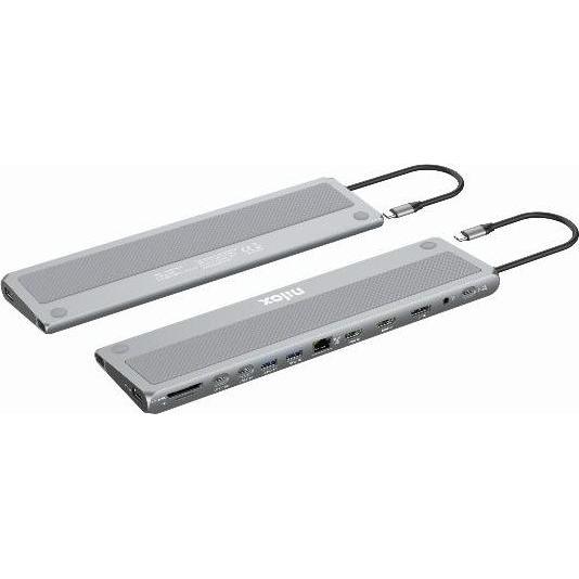 Nilox Docking Usbc Universal Stand 13in1 (USB-C, 13 porte), Docking station + Hub USB, Grigio
