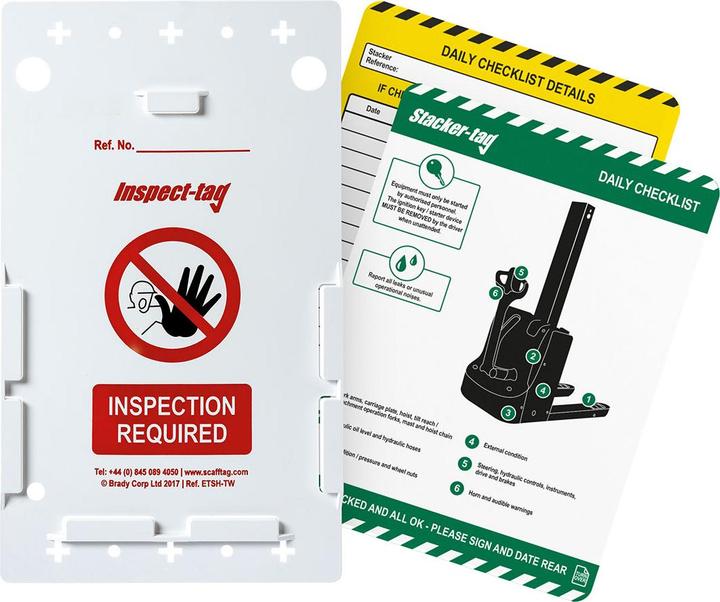 Actual product image Brady ENT-GB-ETI-STAC, Stacker(Stacker)-Tag-Kit, 10 Inspect-Tag-Holder, 10 Stacker-Tag-Inserts