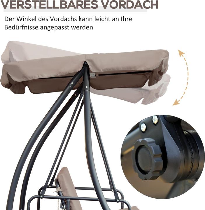 Immagine prodotto Outsunny Hollywoodschaukel Stahl, Polyester Beige+Schwarz