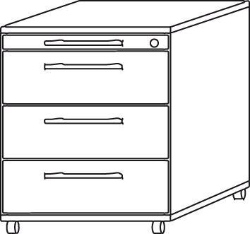 Produktbild Hammerbacher Rollcontainer 58cm,1Schub,1HR,Schl.RE Ahorn